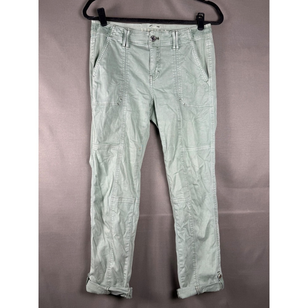 White House Black Market Straight Crop Pants Womens Size 0 Sage Green Utility
